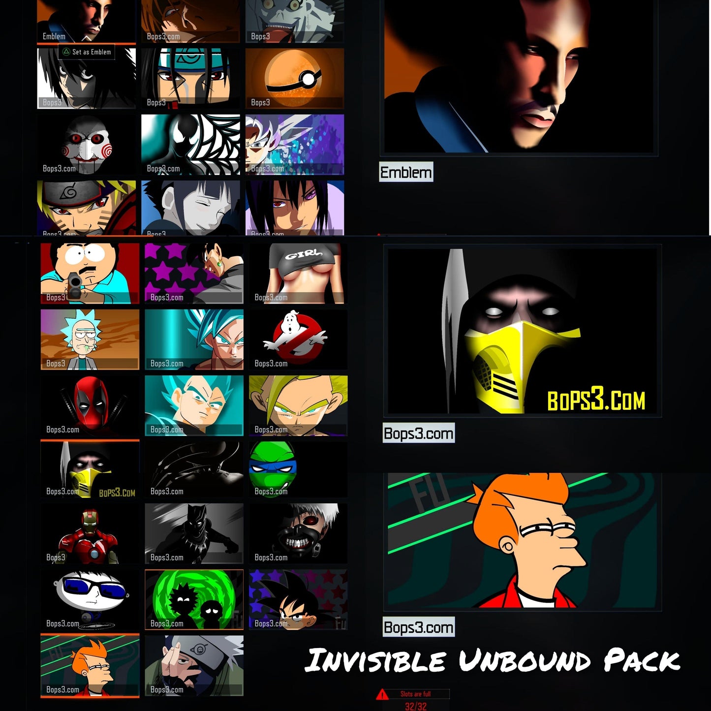 #5 Bo3 Colored KeyUnbound Names Pack - Playstation Only