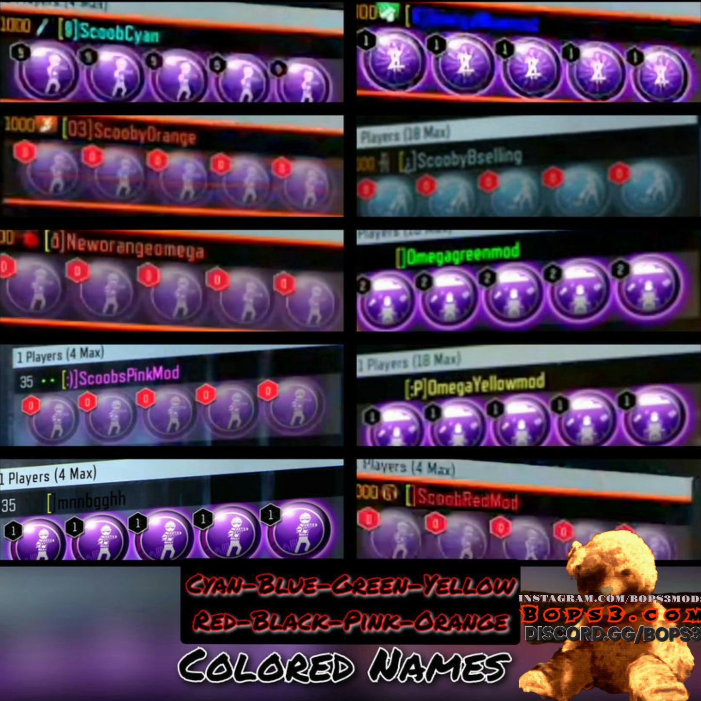 #5 Bo3 Colored Name Pack - Playstation Only