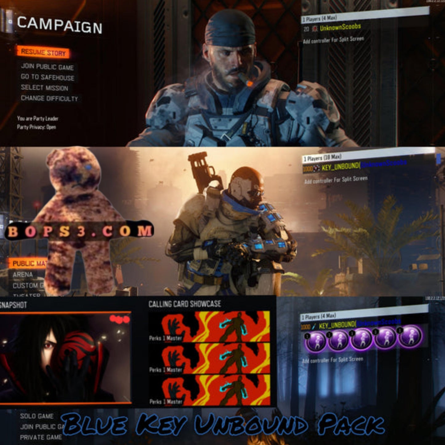 #5 Bo3 Colored KeyUnbound Names Pack - Playstation Only