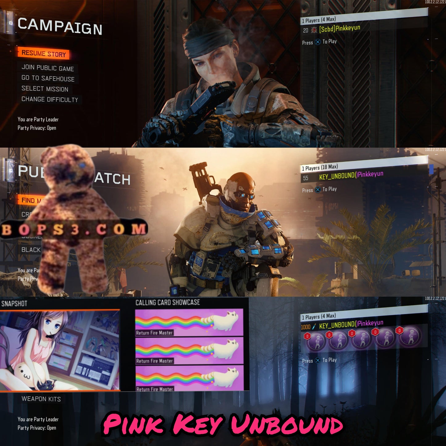 #5 Bo3 Colored KeyUnbound Names Pack - Playstation Only