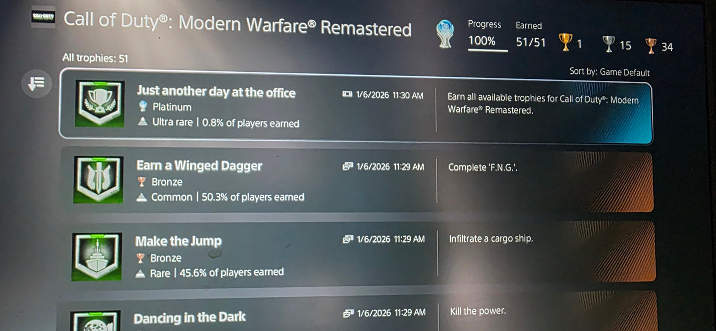 #5 Playstation Trophy Unlock